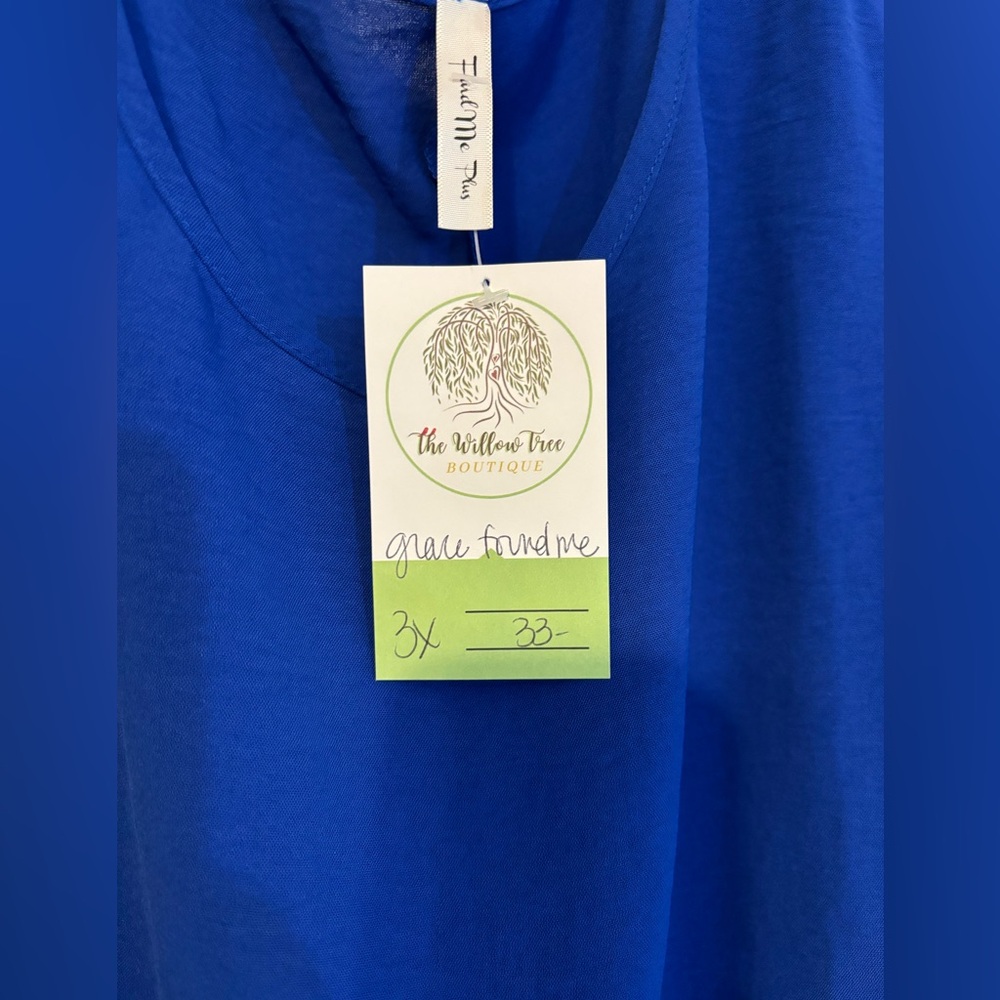 NWT, Boutique Cold Shoulder Royal Blue blouse 3X plus size - Picture 6 of 9